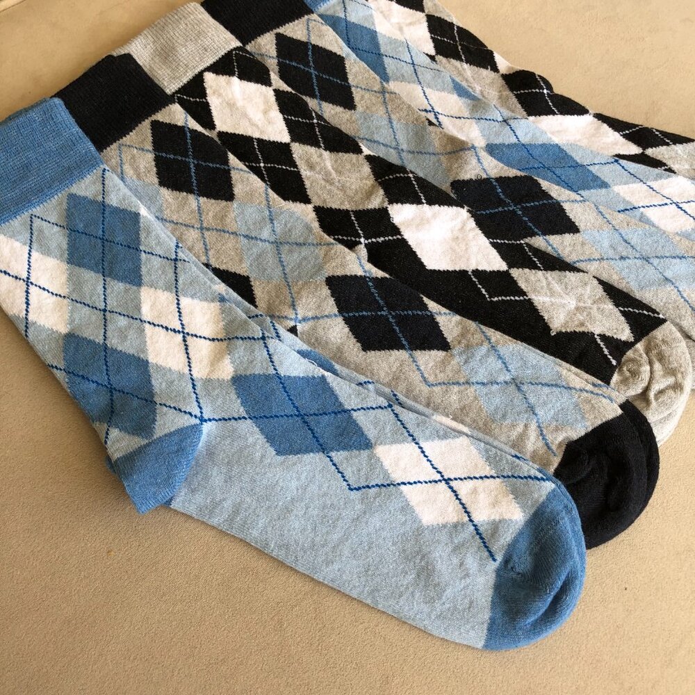 New Men Cotton Socks Argyle Crew Dress Socks 6 Pairs - Picture 6 of 7
